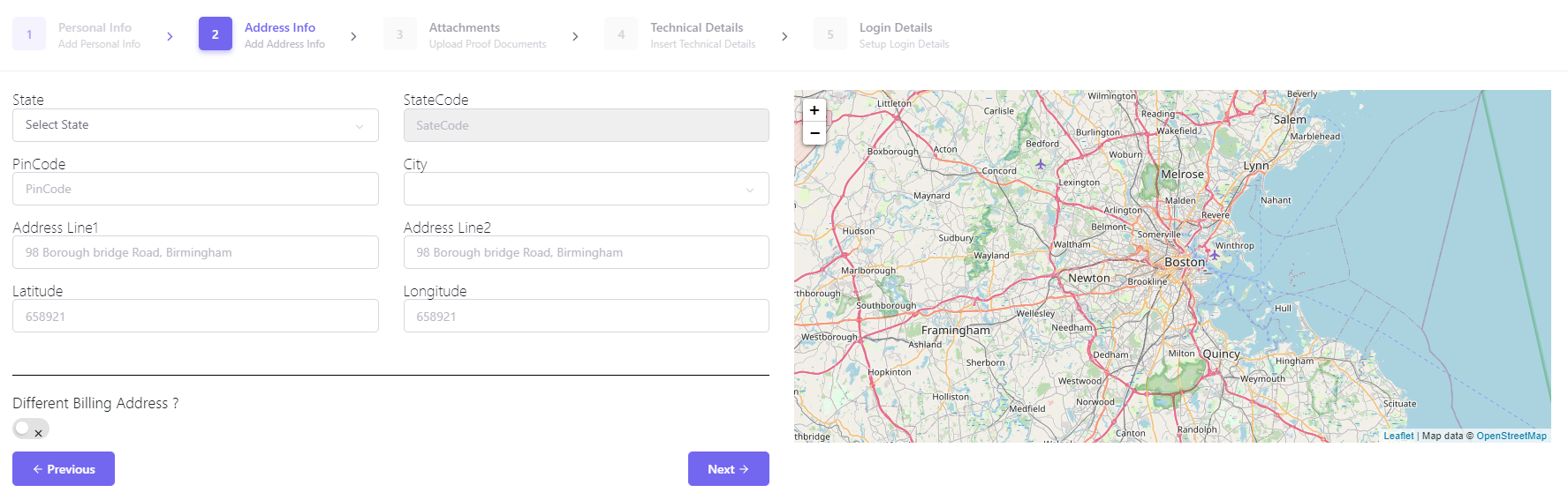 Address Information Screenshot