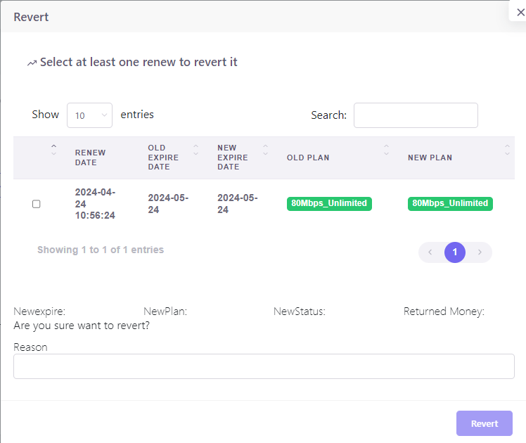 Revert Service Interface